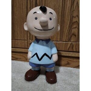 Charlie Brown Blue Shirt 9" Ceramic Figure Hand Painted B Sykes 1970 Peanuts